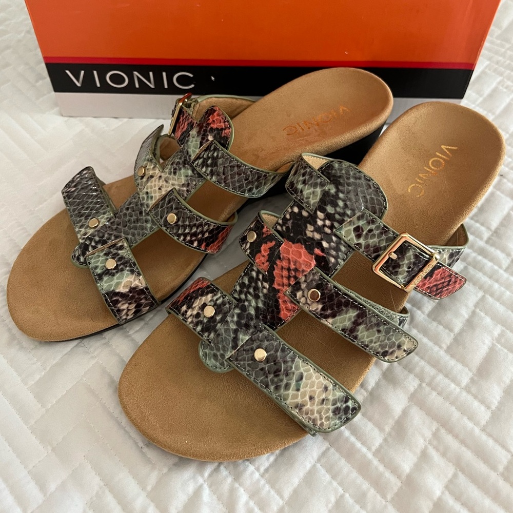 Vionic Snake Print Wedge Sandals